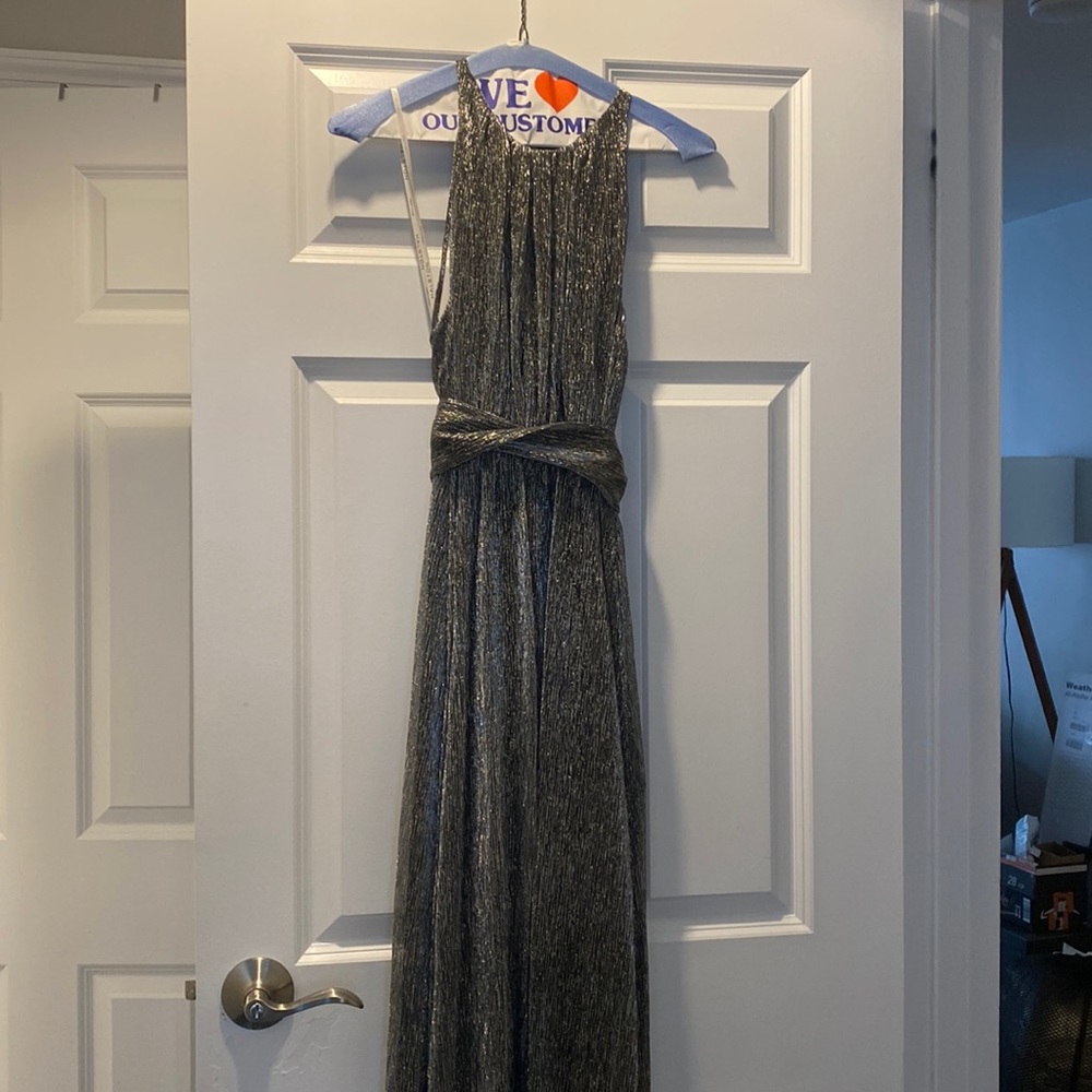 Halston Heritage Silver Evening Gown
